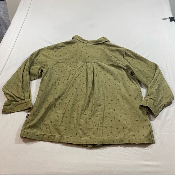 Route 66 Jacket Shirt Corduroy Floral Front full zipper Olive Green Top vintage - Picture 10 of 11